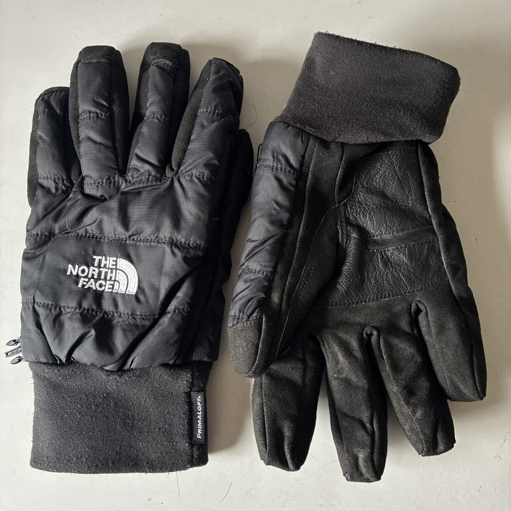 The North Face Primaloft Leather&Nylon Insult. Winter Gloves Black Quilted Sz L